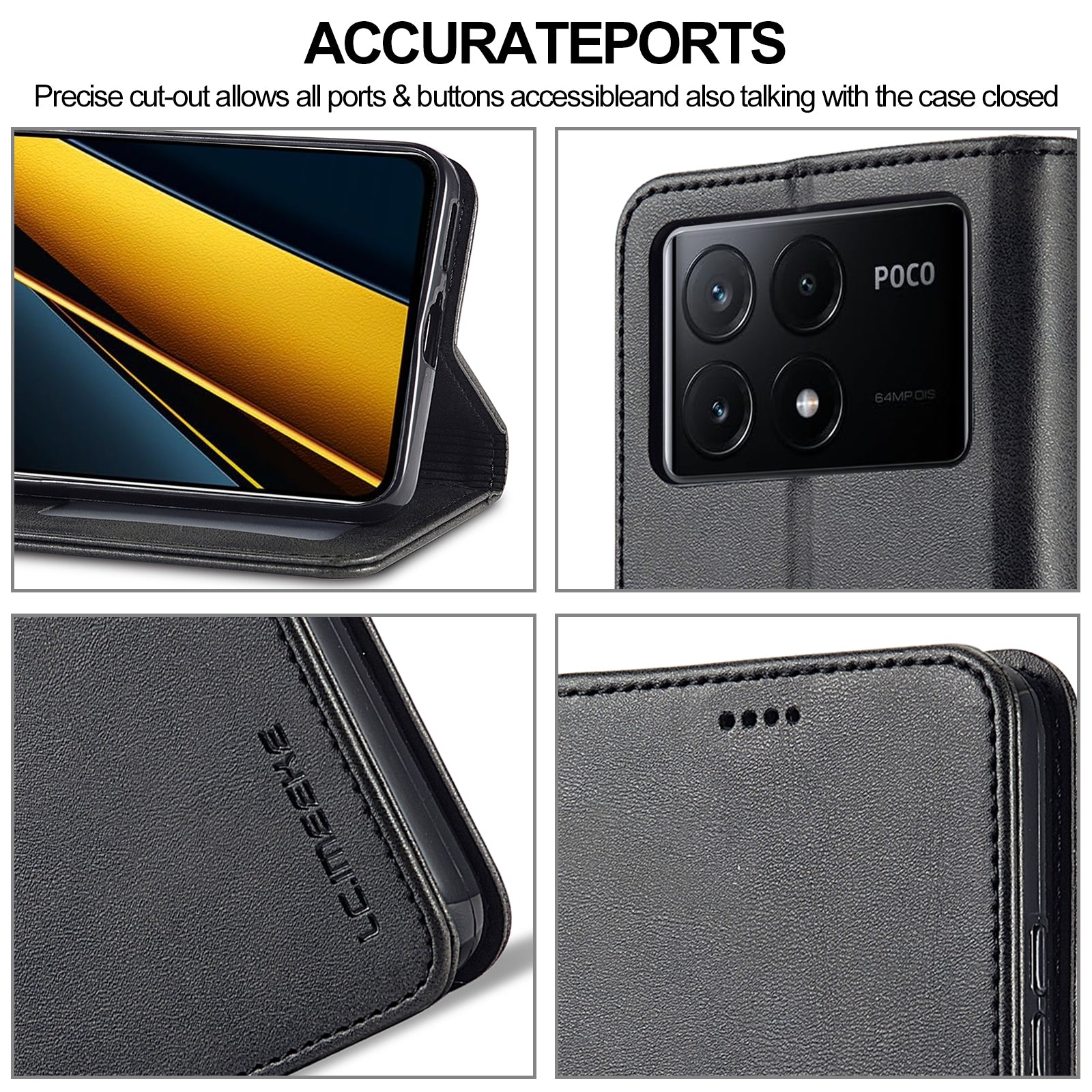LC.IMEEKE For Xiaomi Poco X6 Pro 5G / Redmi K70E 5G Case Calf Texture Leather Wallet Flip Phone Cover