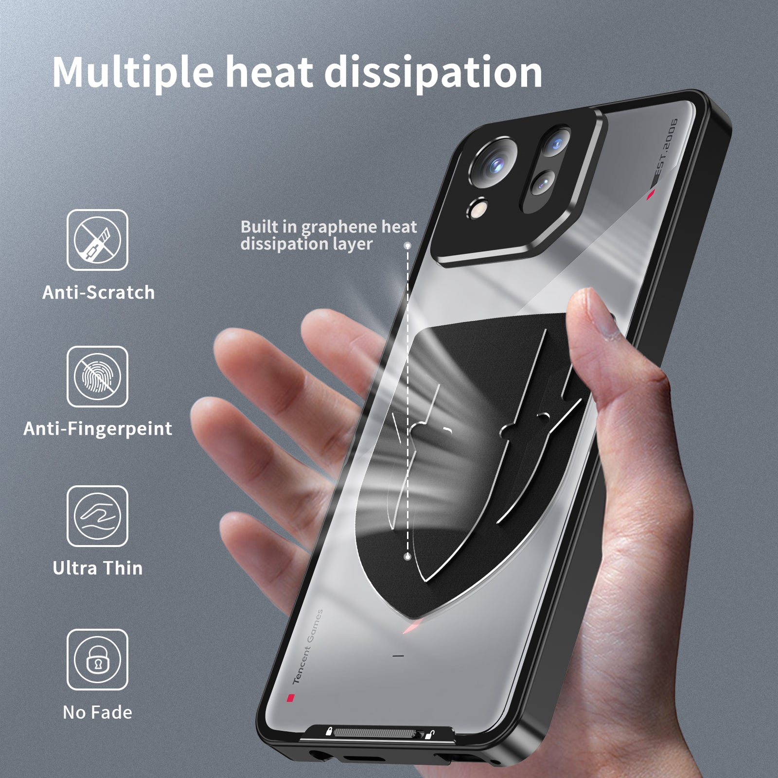 For Asus ROG Phone 8 5G / Phone 8 Pro 5G Case Graphene Heat Dissipation Phone Shell with Metal Lens Cover
