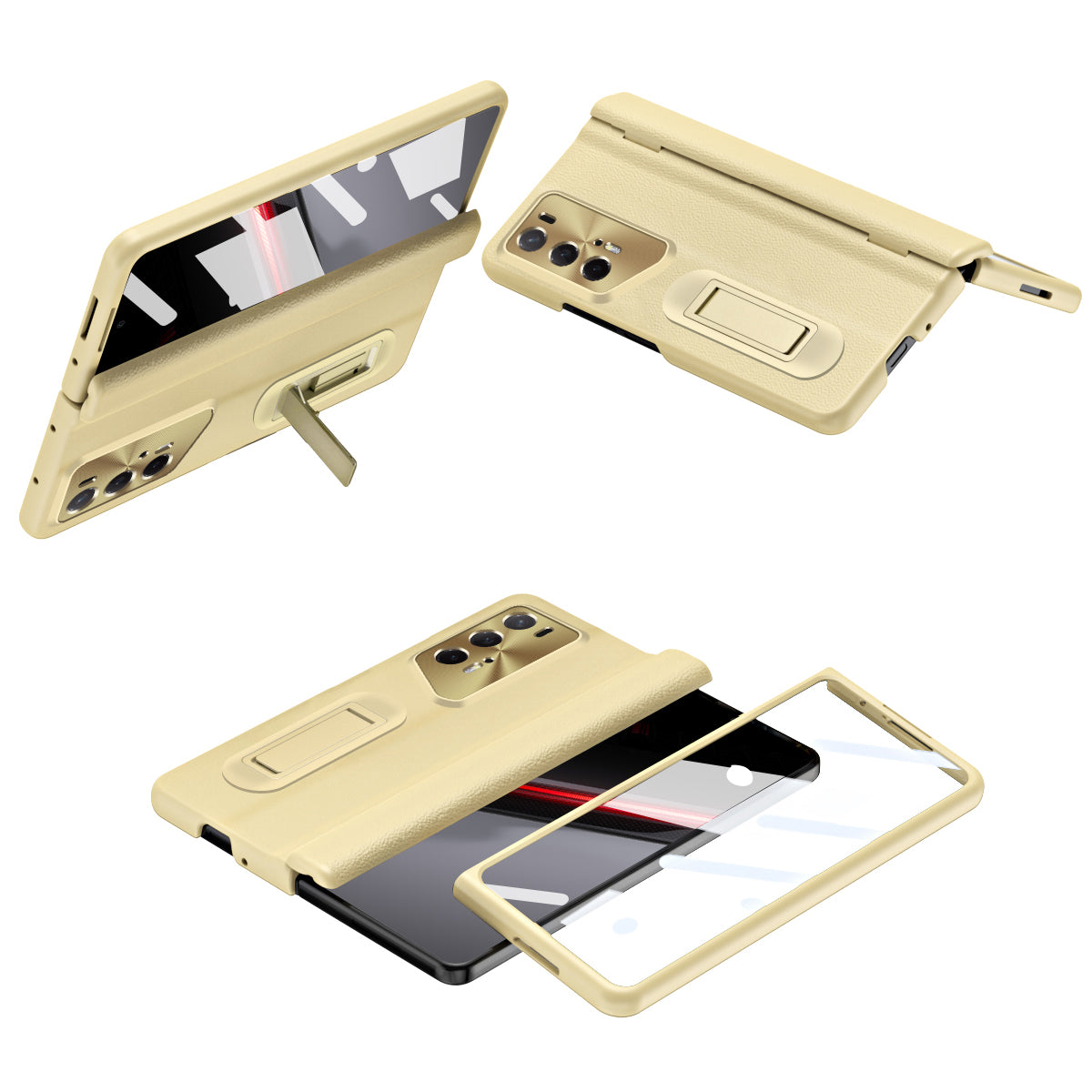 For Honor Magic V2 RSR Porsche Design Case Hinge Protection Leather+PC Phone Cover with Tempered Glass Film