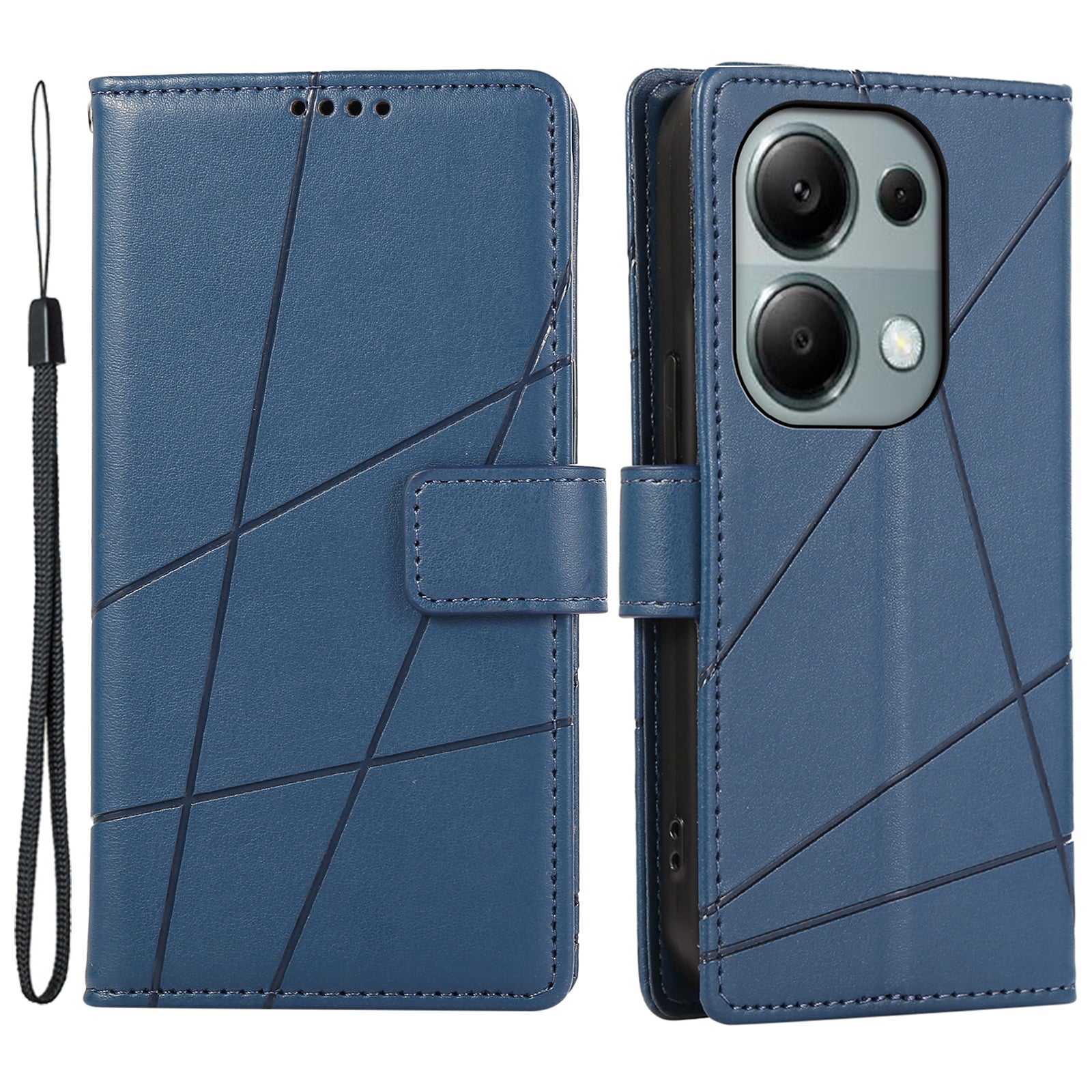 DF-06 For Xiaomi Redmi Note 13 Pro 4G / Poco M6 Pro 4G Case Line Imprinted Leather Phone Cover
