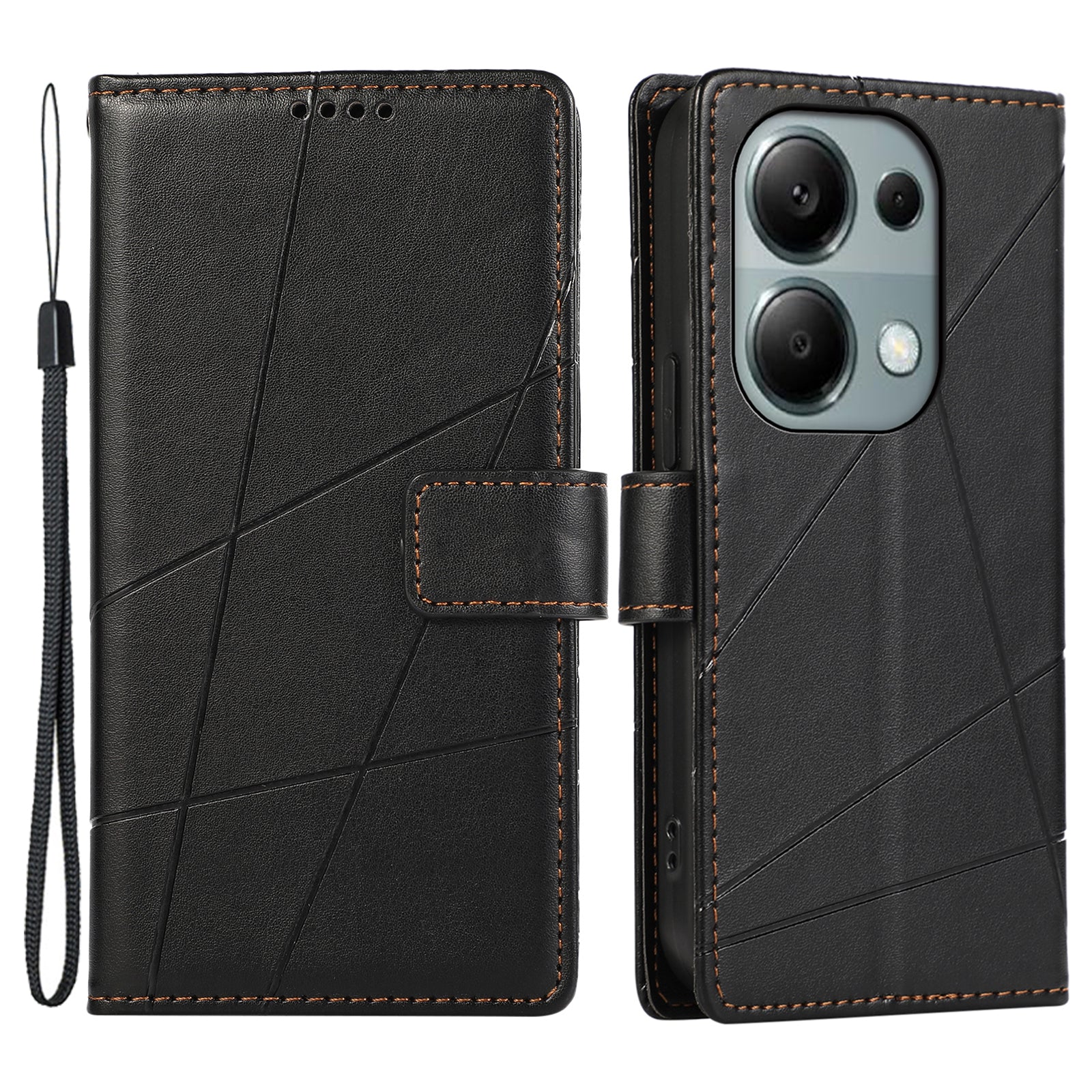 DF-06 For Xiaomi Redmi Note 13 Pro 4G / Poco M6 Pro 4G Case Line Imprinted Leather Phone Cover