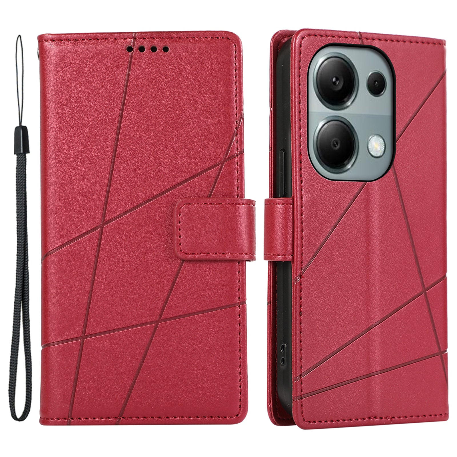 DF-06 For Xiaomi Redmi Note 13 Pro 4G / Poco M6 Pro 4G Case Line Imprinted Leather Phone Cover