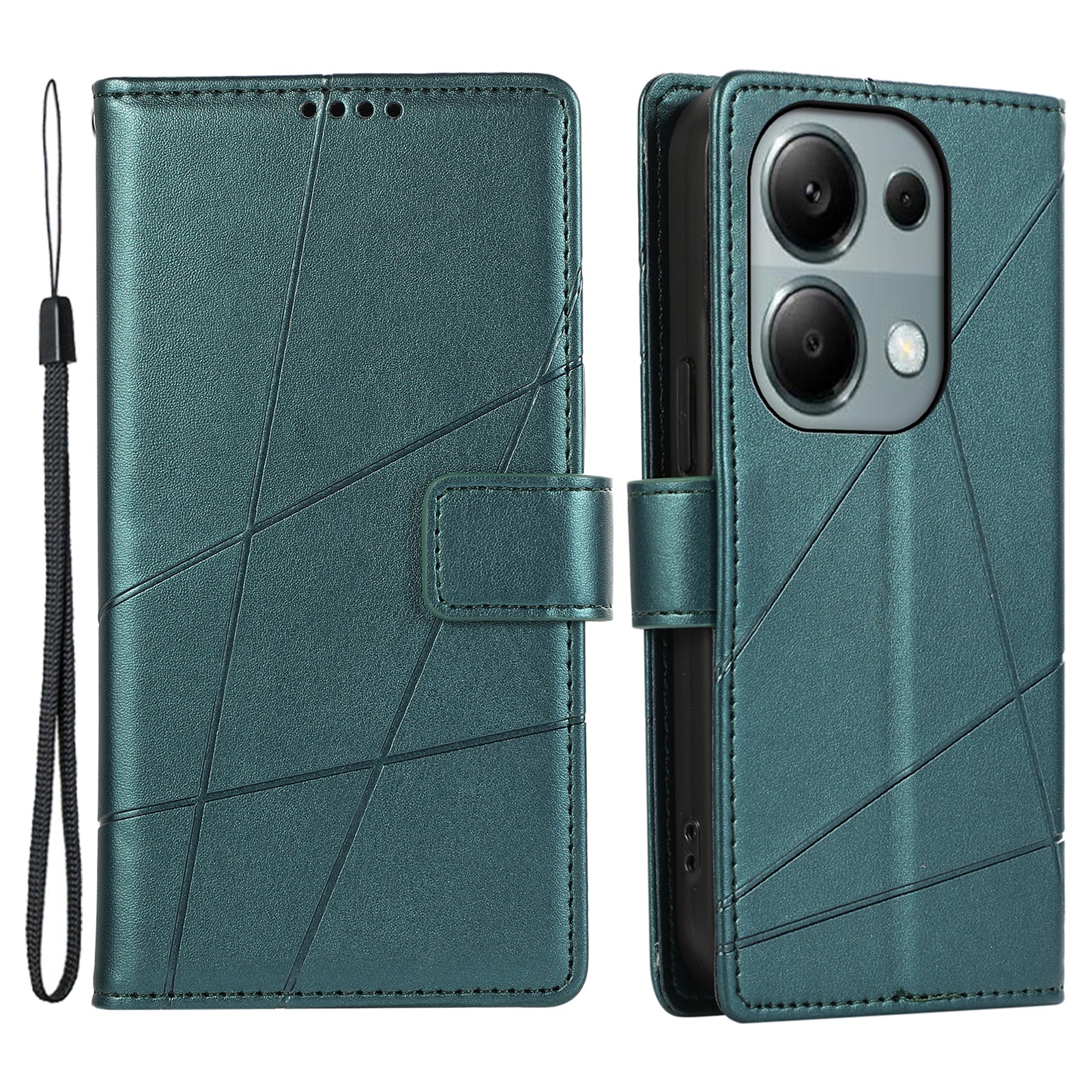 DF-06 For Xiaomi Redmi Note 13 Pro 4G / Poco M6 Pro 4G Case Line Imprinted Leather Phone Cover