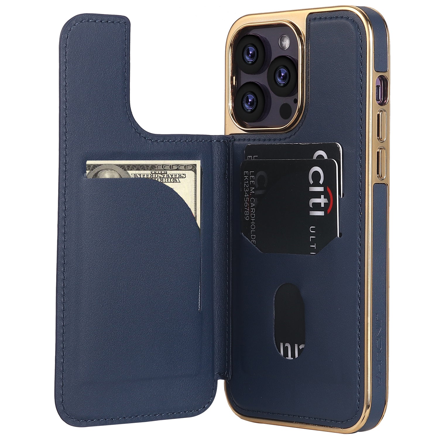 JINDUKA D3 Series for iPhone 14 Pro Max Case Stitching Rhombus Leather+PC Phone Cover with Card Slots