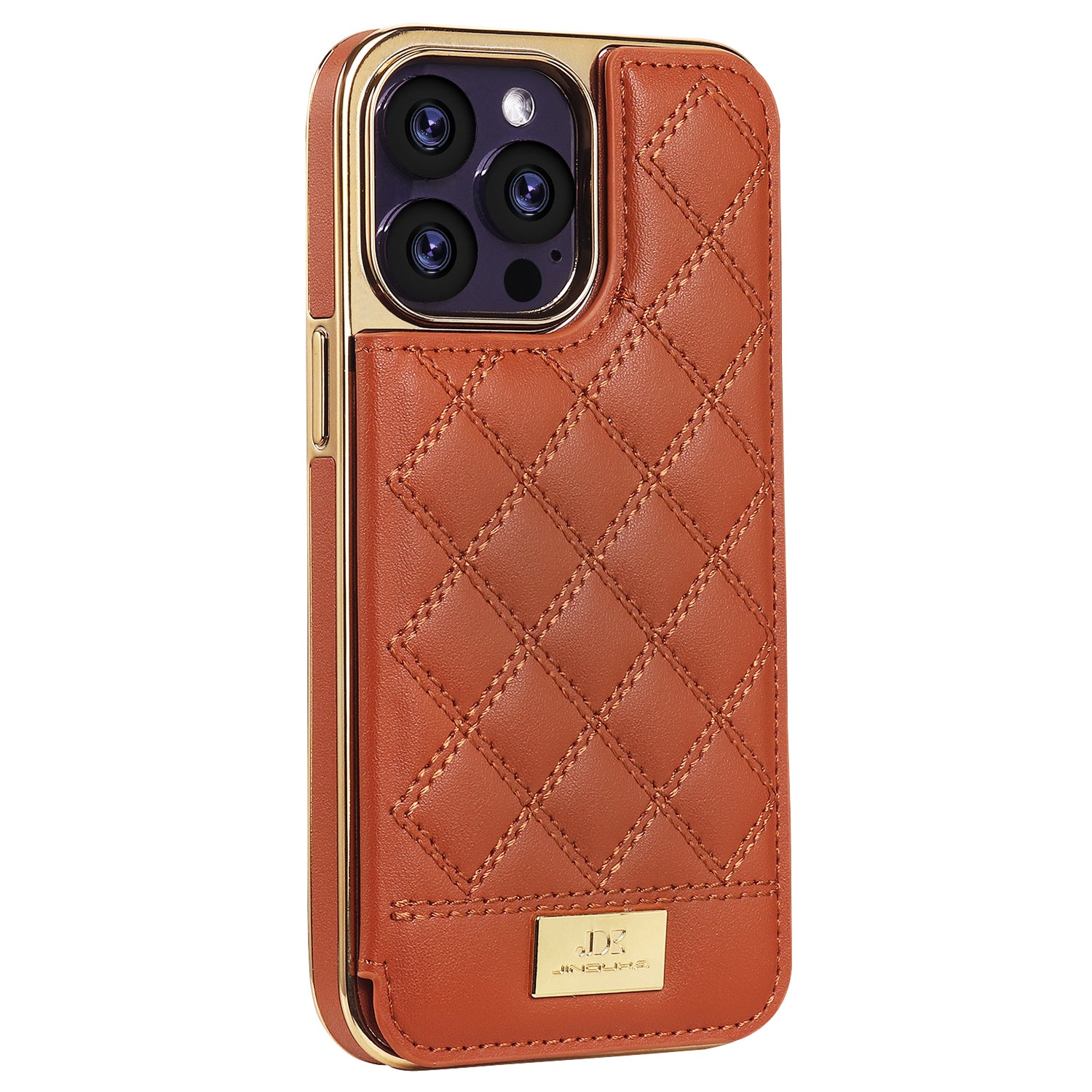 JINDUKA D3 Series for iPhone 14 Pro Max Case Stitching Rhombus Leather+PC Phone Cover with Card Slots