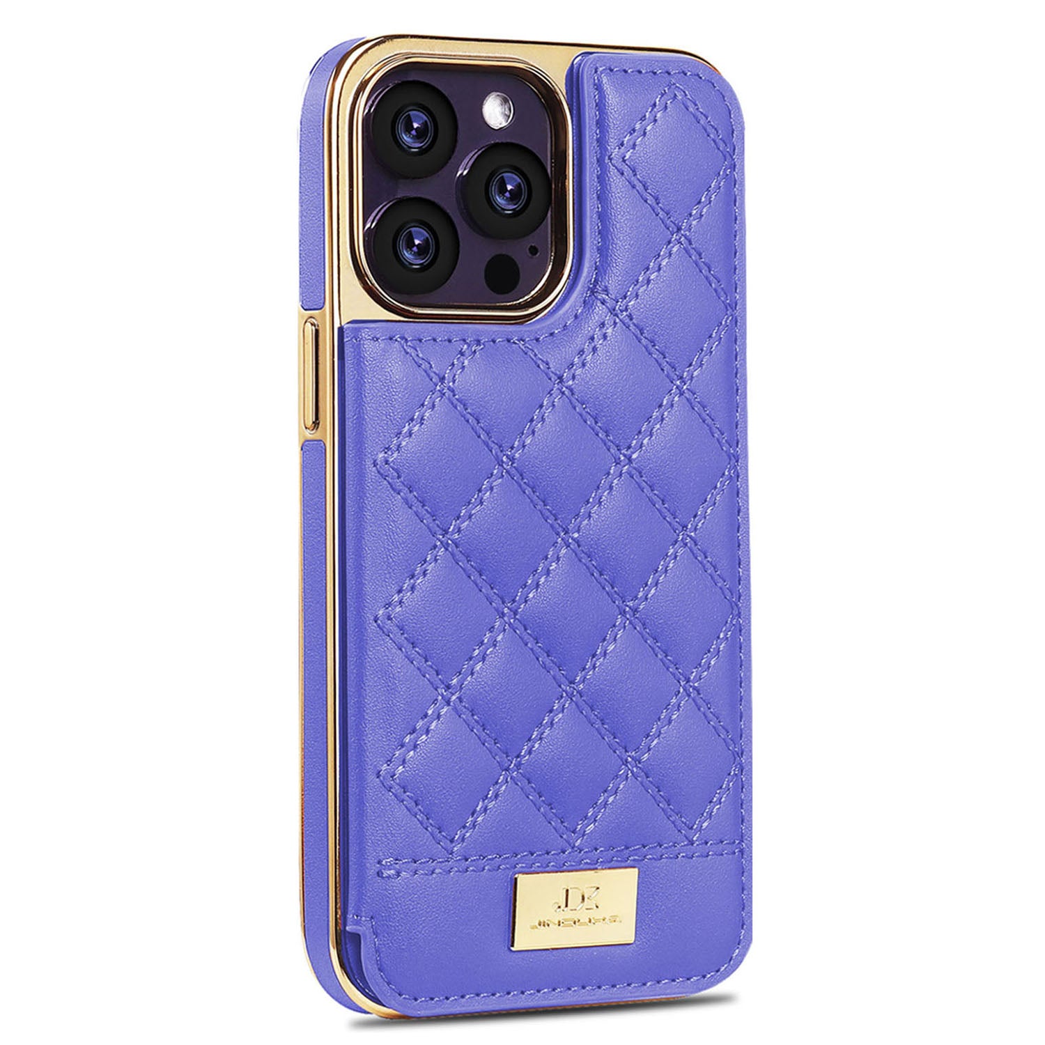 JINDUKA D3 Series for iPhone 14 Pro Max Case Stitching Rhombus Leather+PC Phone Cover with Card Slots