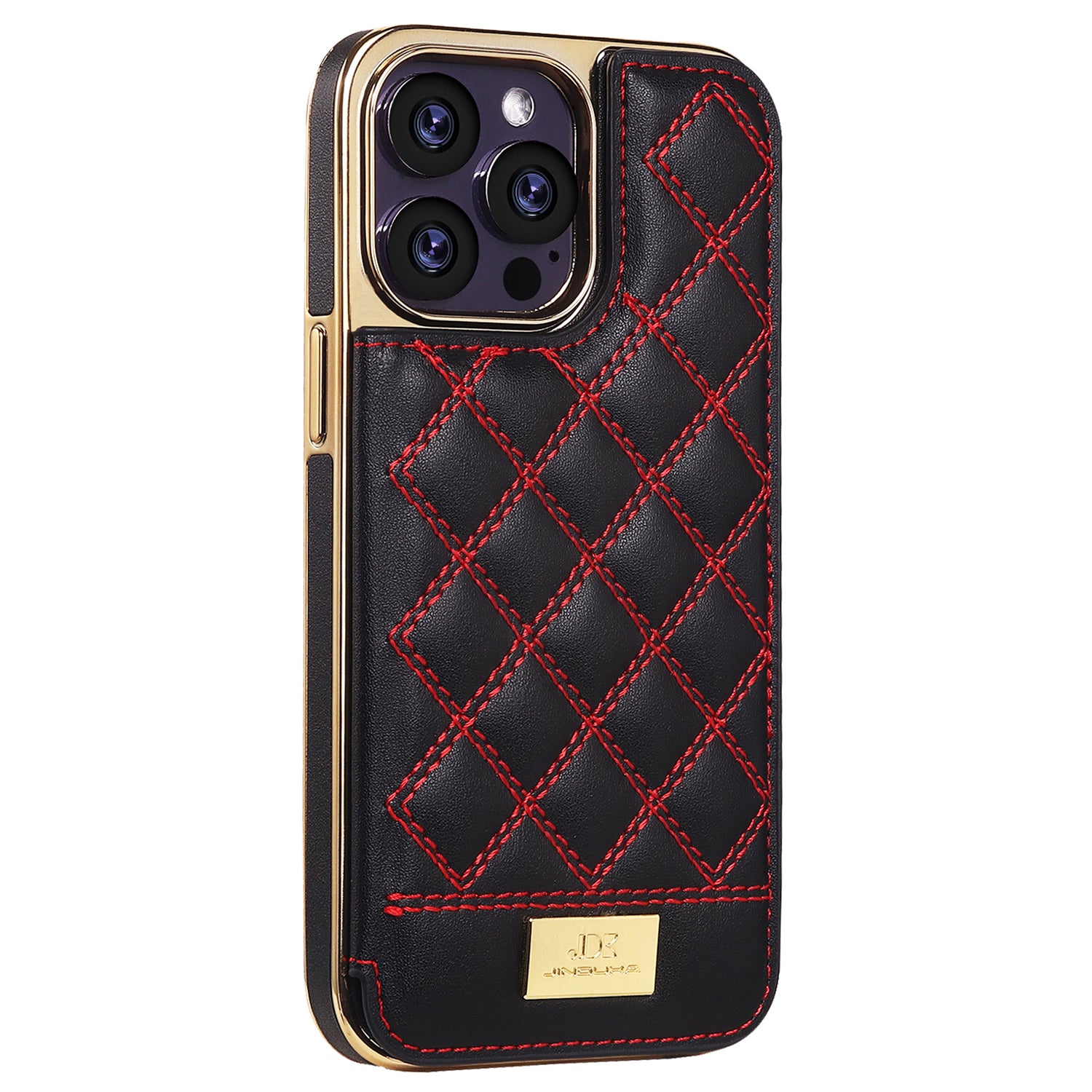 JINDUKA D3 Series for iPhone 13 Pro Case Leather+PC Card Slots Phone Cover Stitching Rhombus