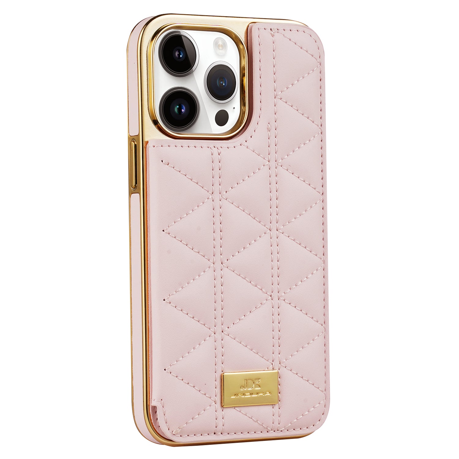 JINDUKA D4 Series for iPhone 13 Pro Case Card Slots Leather Coated PC Phone Cover Stitching Triangle
