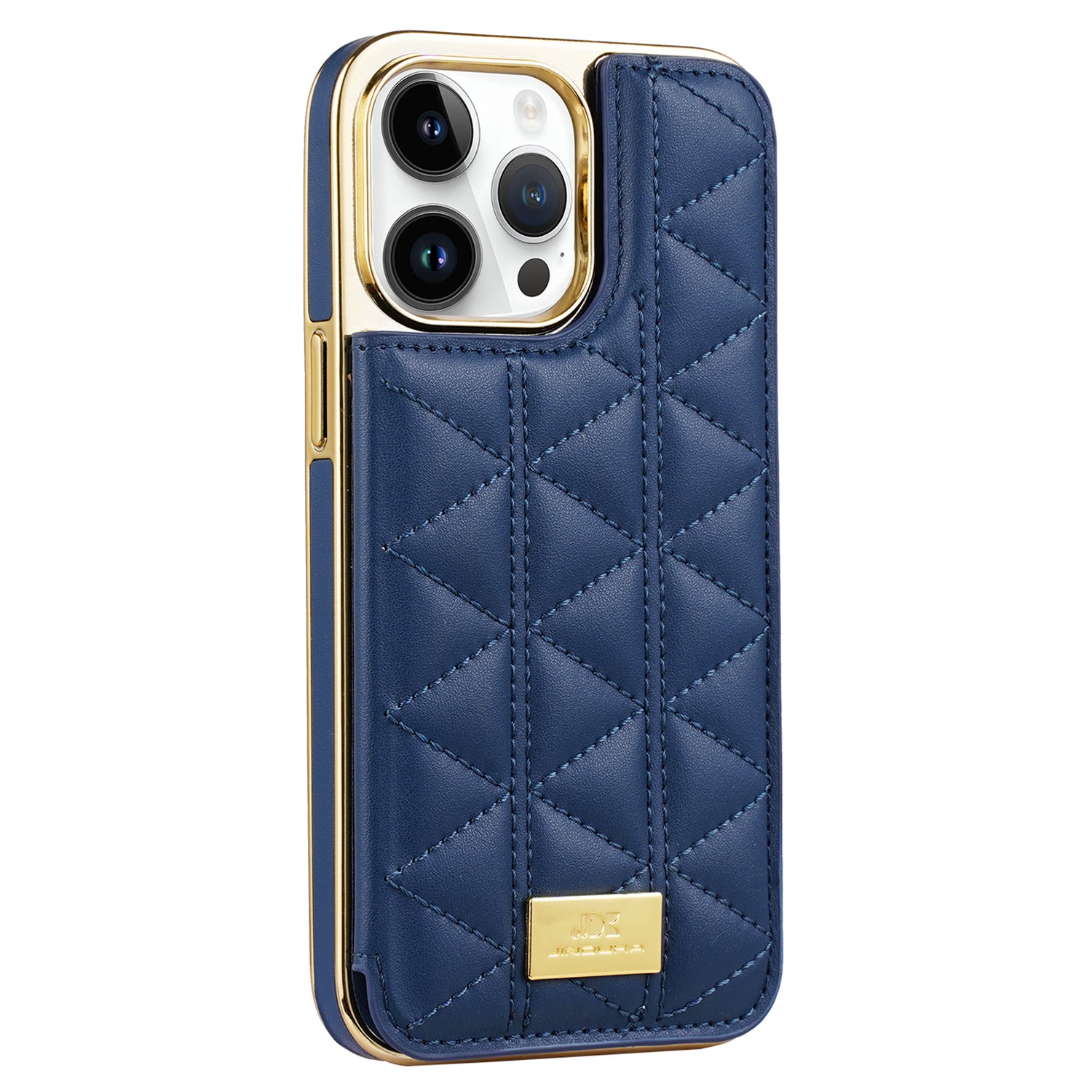 JINDUKA D4 Series for iPhone 13 Pro Case Card Slots Leather Coated PC Phone Cover Stitching Triangle