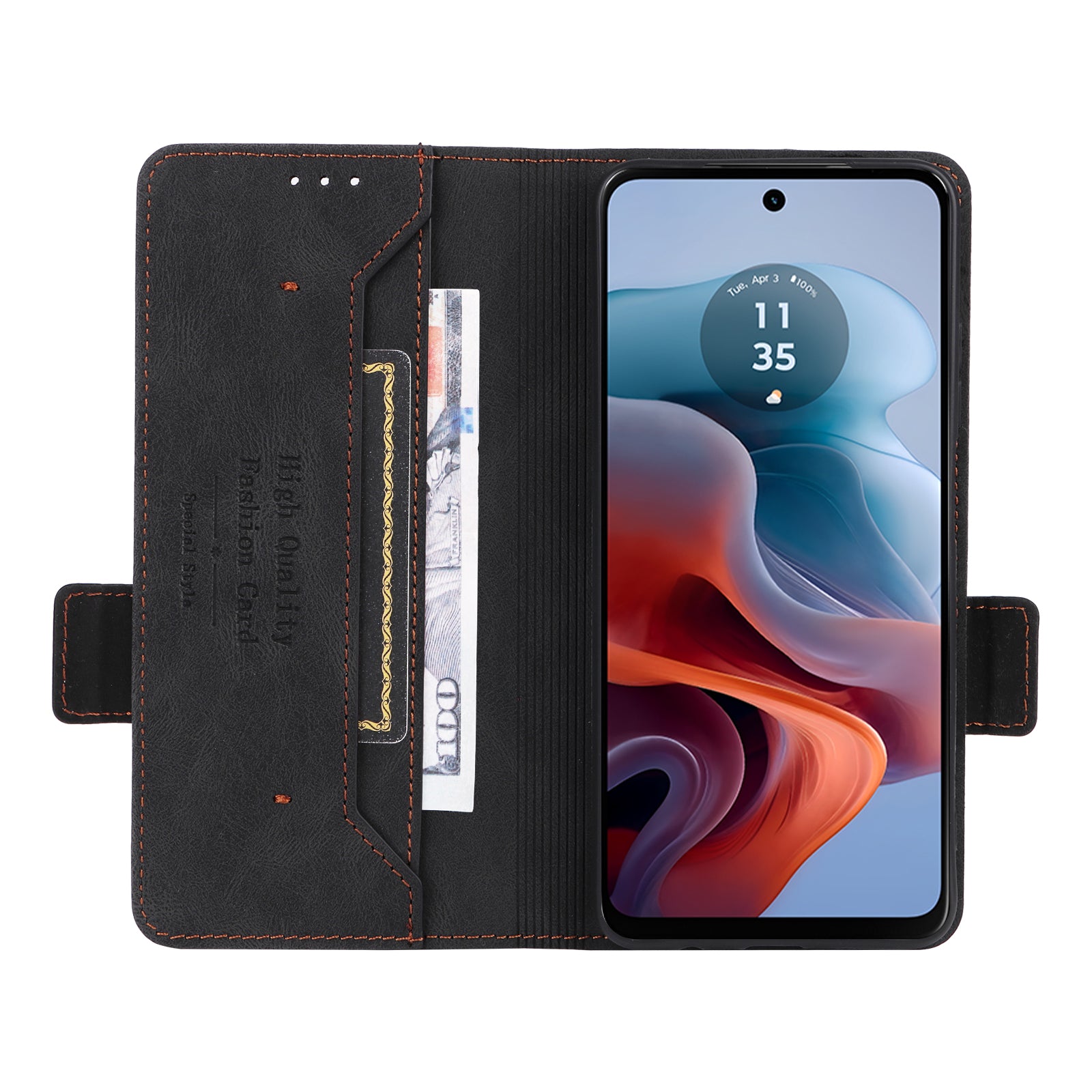 For Motorola Moto G34 5G Phone Case Stand Hardware Decor PU Leather Flip Cover