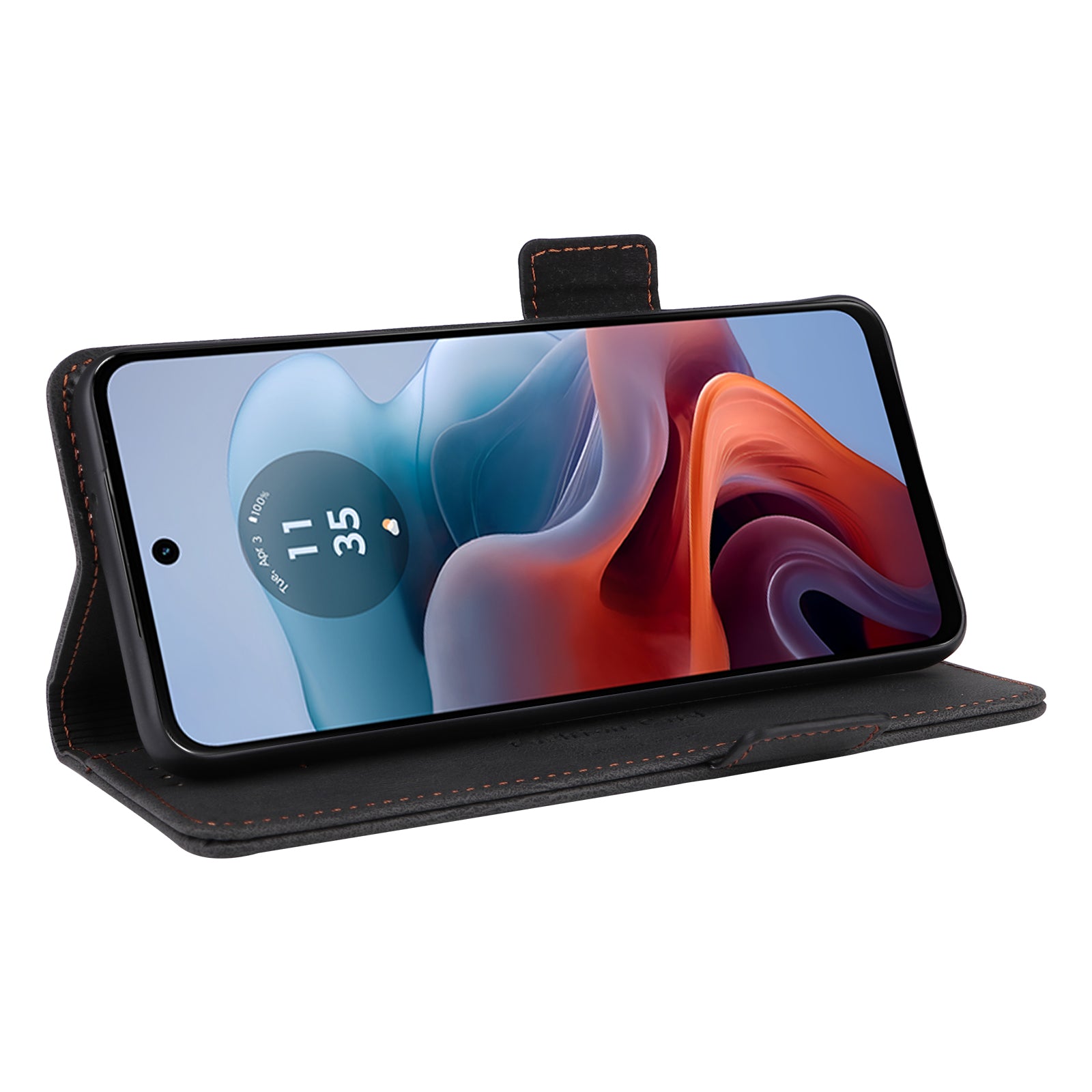 For Motorola Moto G34 5G Phone Case Stand Hardware Decor PU Leather Flip Cover