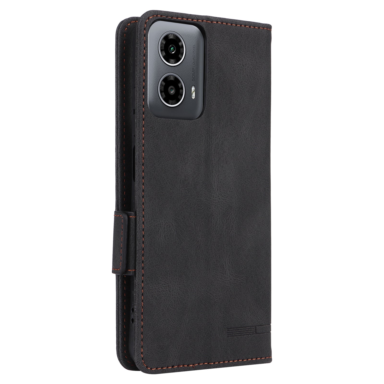 For Motorola Moto G34 5G Phone Case Stand Hardware Decor PU Leather Flip Cover