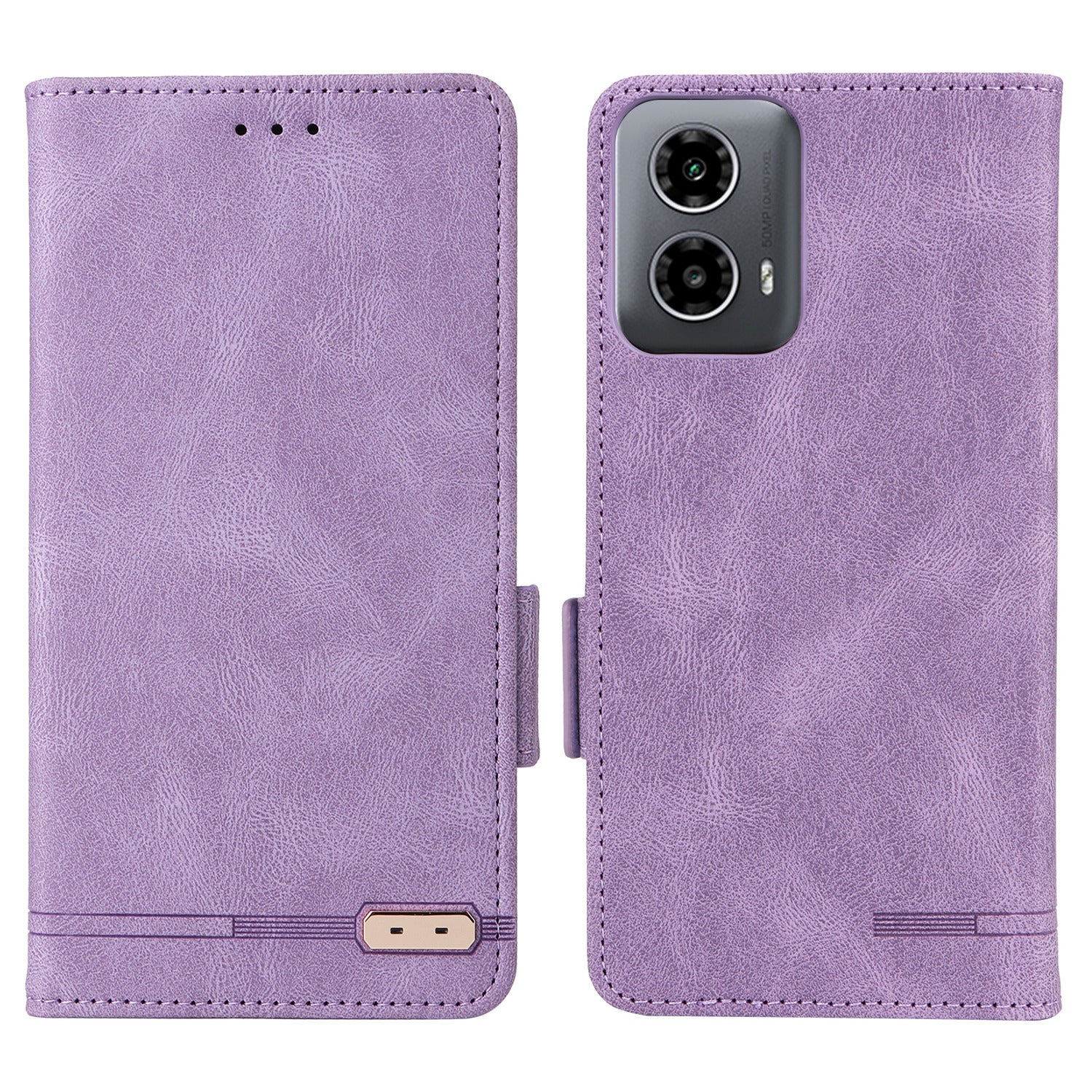 For Motorola Moto G34 5G Phone Case Stand Hardware Decor PU Leather Flip Cover