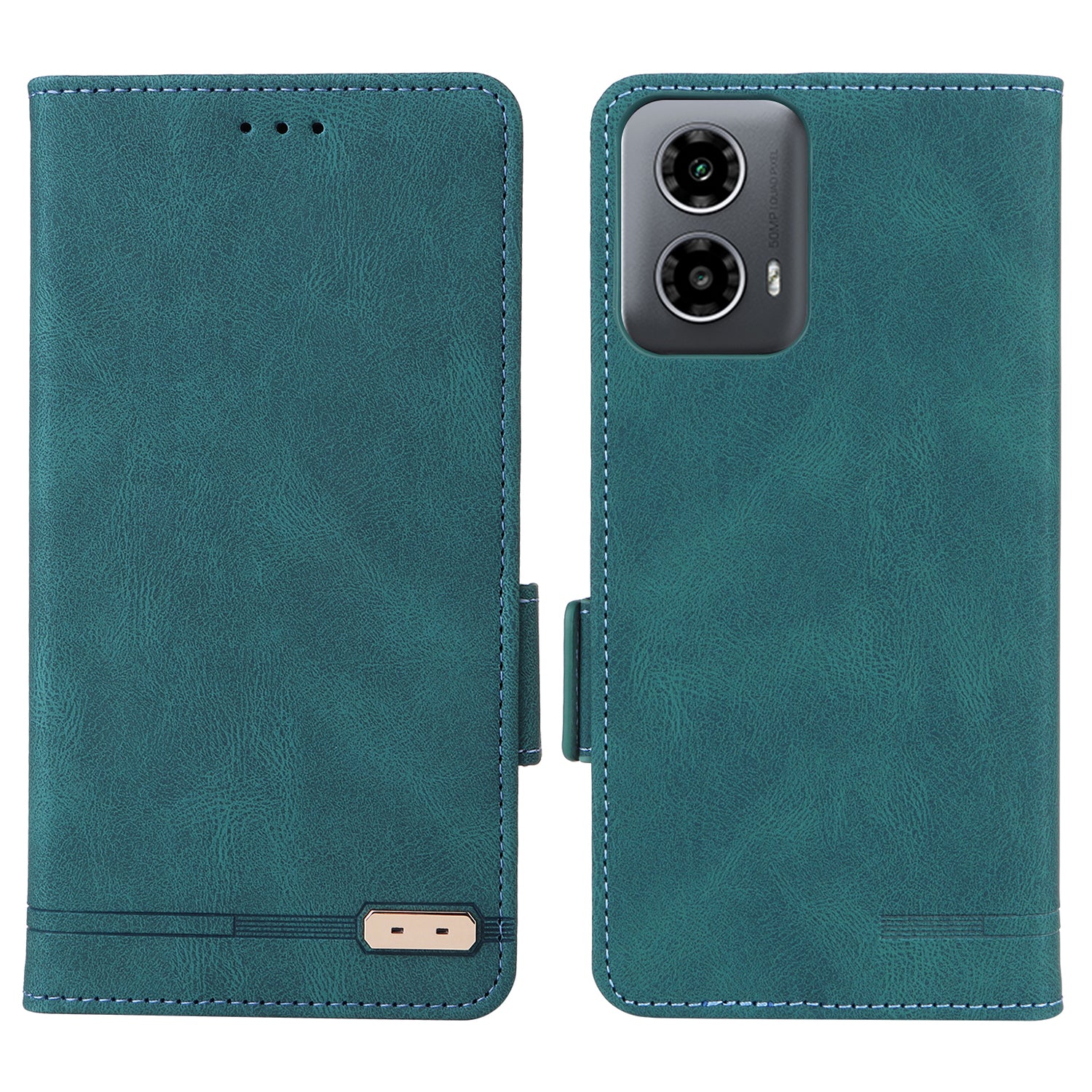 For Motorola Moto G34 5G Phone Case Stand Hardware Decor PU Leather Flip Cover