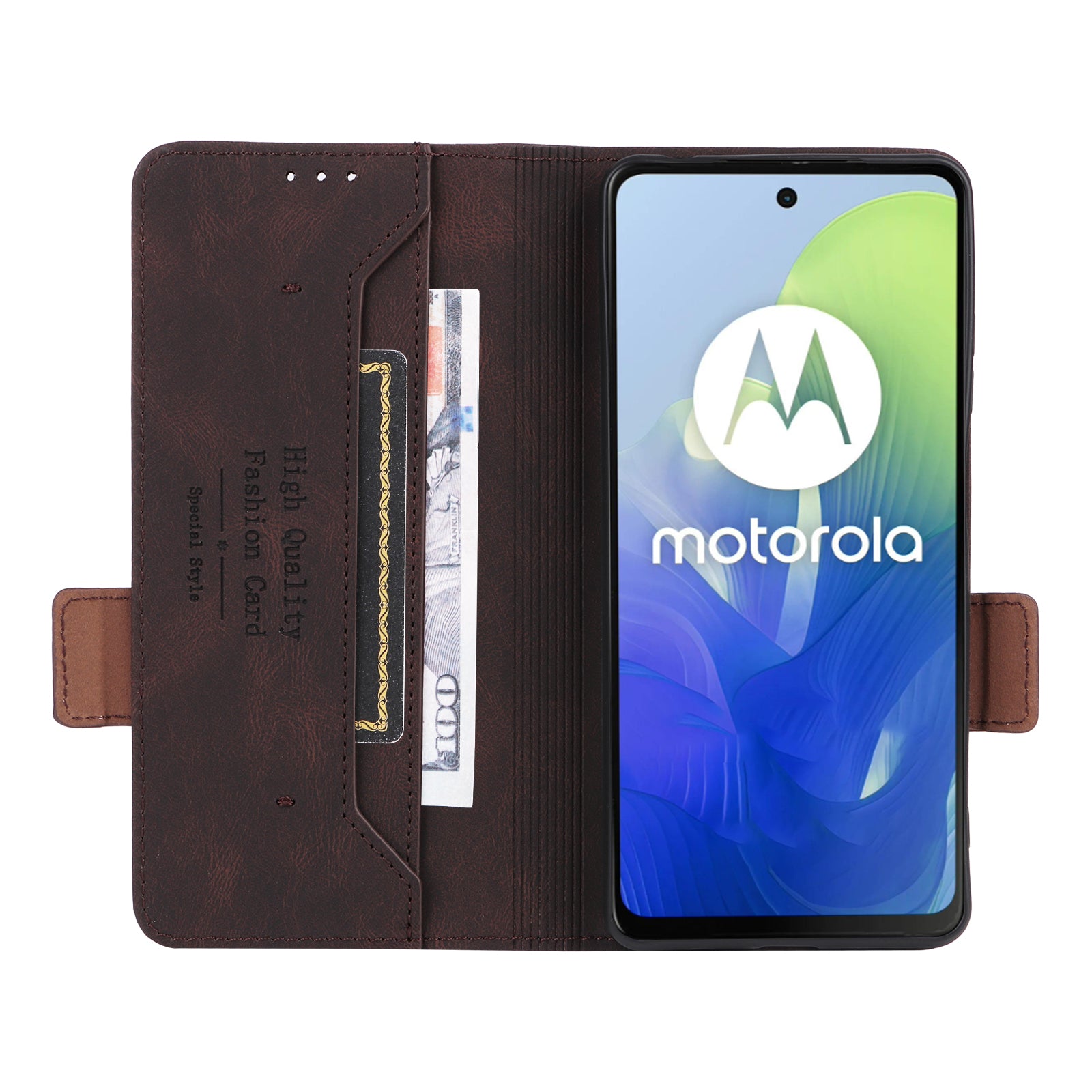 For Motorola Moto G04 4G / G24 4G Case Stand Magnetic Hardware Decor PU Leather Phone Cover