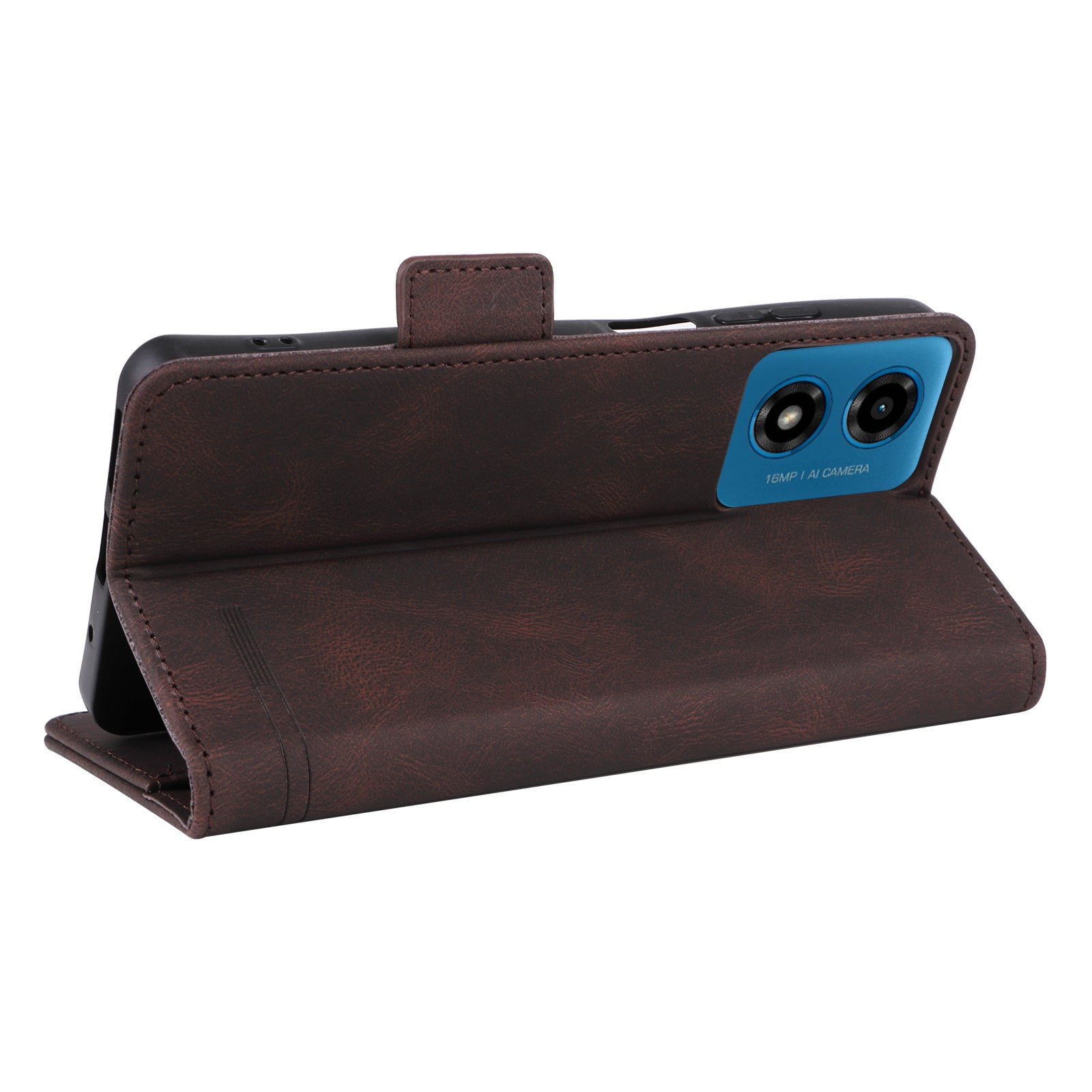For Motorola Moto G04 4G / G24 4G Case Stand Magnetic Hardware Decor PU Leather Phone Cover