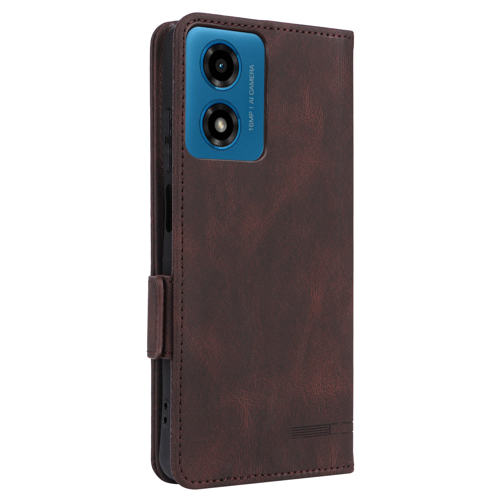 For Motorola Moto G04 4G / G24 4G Case Stand Magnetic Hardware Decor PU Leather Phone Cover