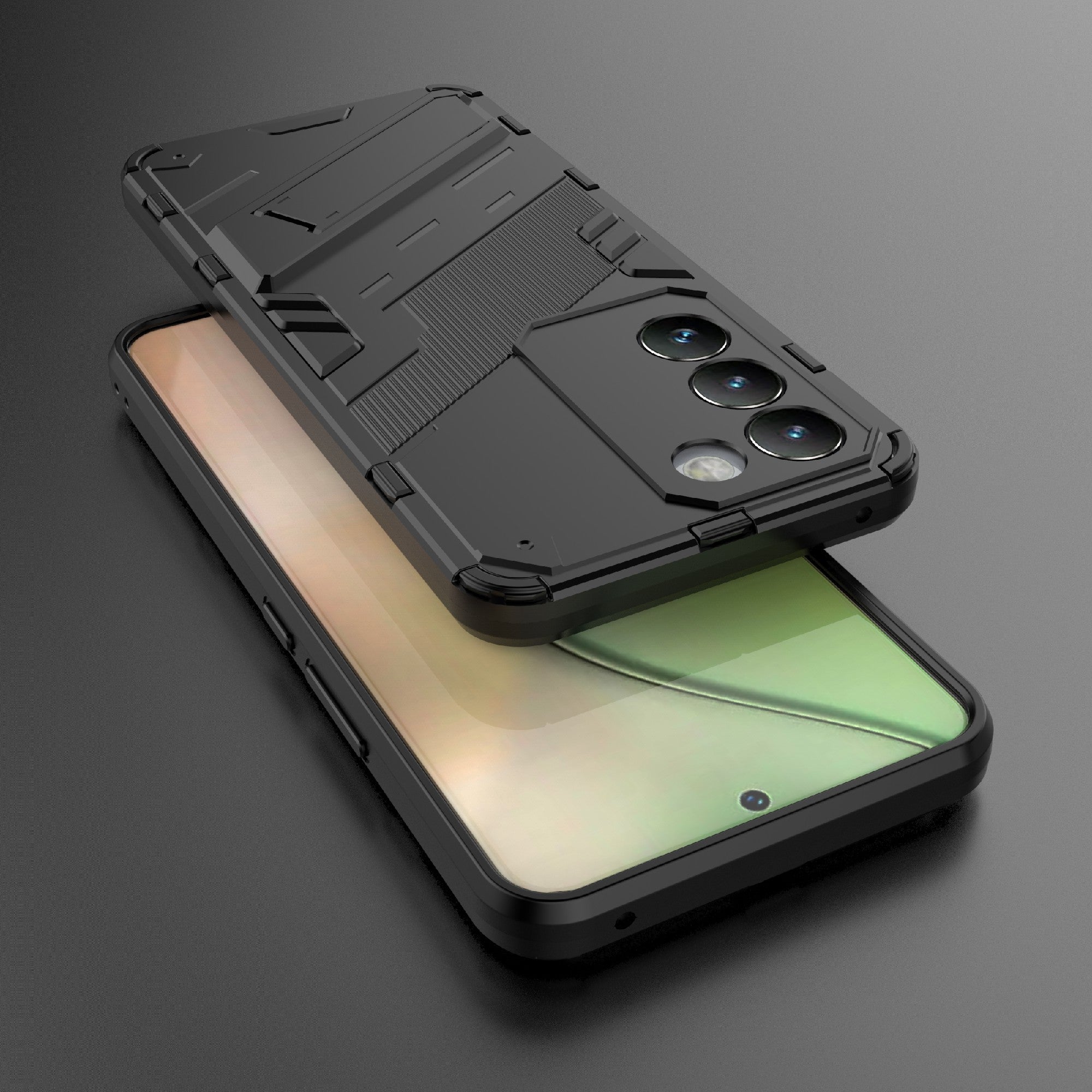 For vivo Y200e 5G Case PC+TPU Drop-Proof Shell Kickstand Phone Cover