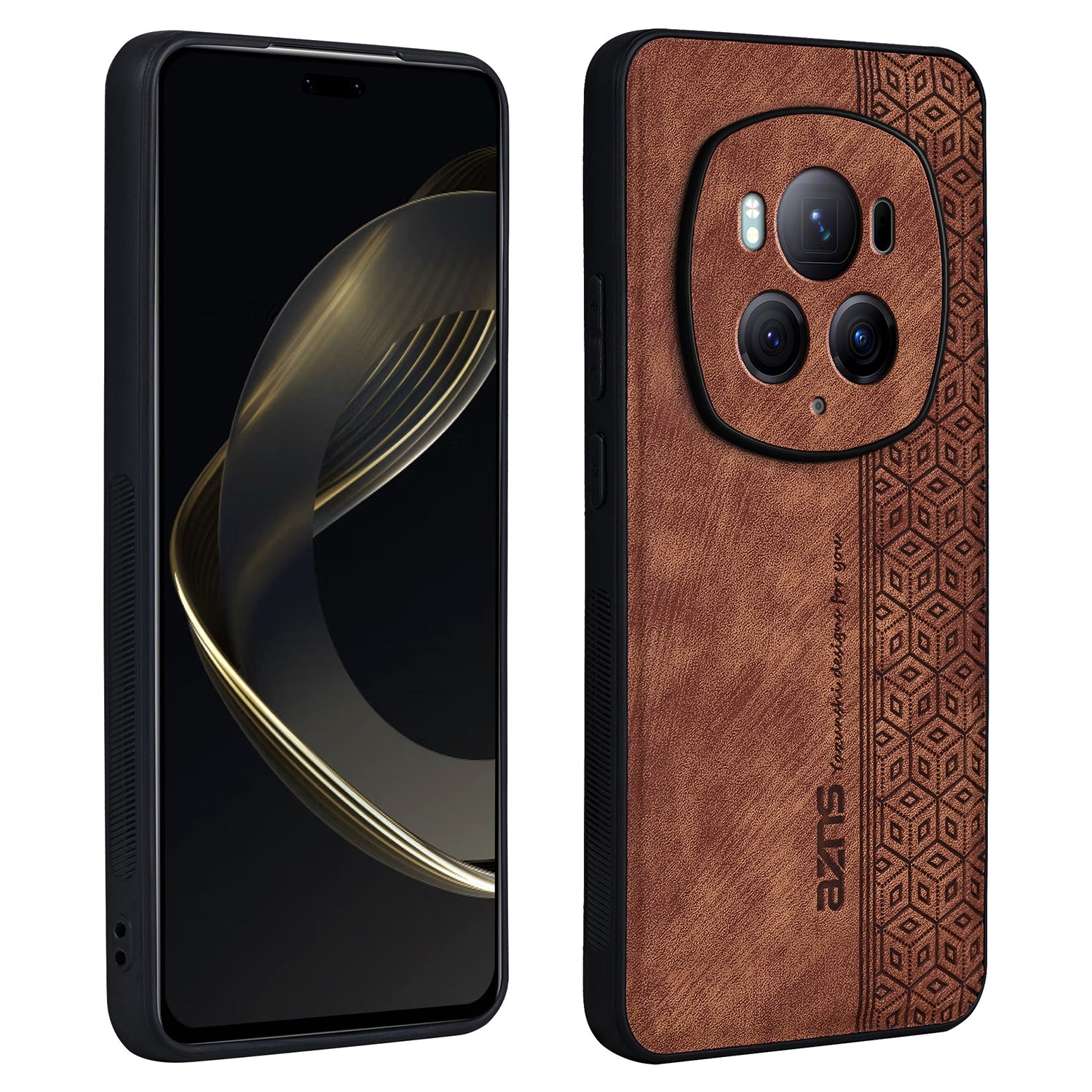 AZNS For Honor Magic6 Pro 5G Case PU Leather Coated TPU Scratch Resistant Phone Cover