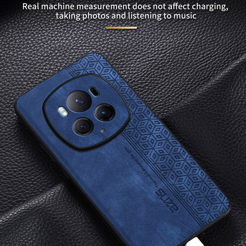 AZNS For Honor Magic6 Pro 5G Case PU Leather Coated TPU Scratch Resistant Phone Cover