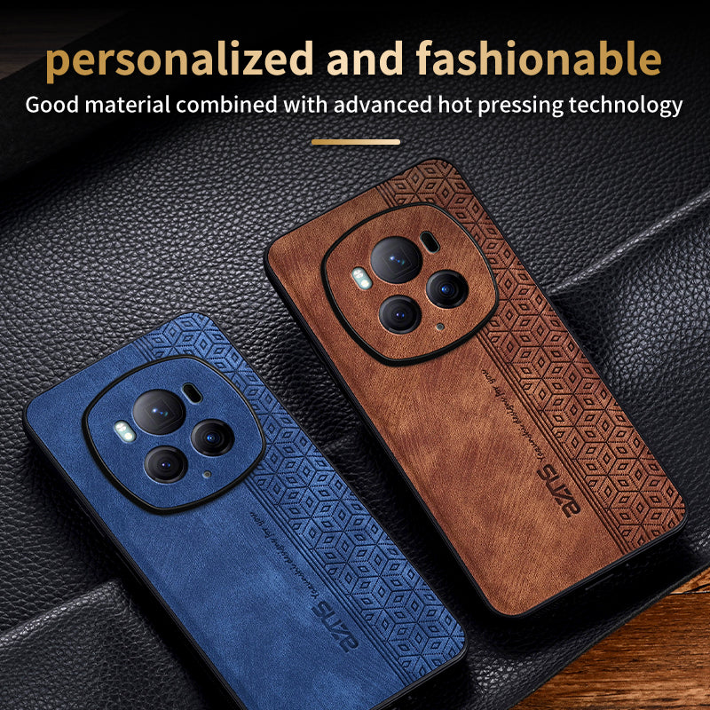 AZNS For Honor Magic6 Pro 5G Case PU Leather Coated TPU Scratch Resistant Phone Cover
