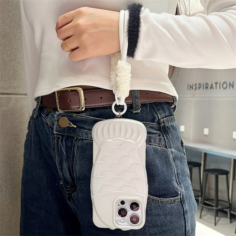 For iPhone 14 Pro Max TPU Case Fish Scale Pattern Anti-Drop Slim Phone Cover with Strap