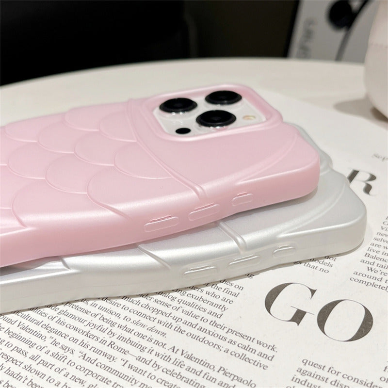 For iPhone 13 Pro TPU Slim Case Fish Scale Pattern Shockproof Phone Cover with Strap