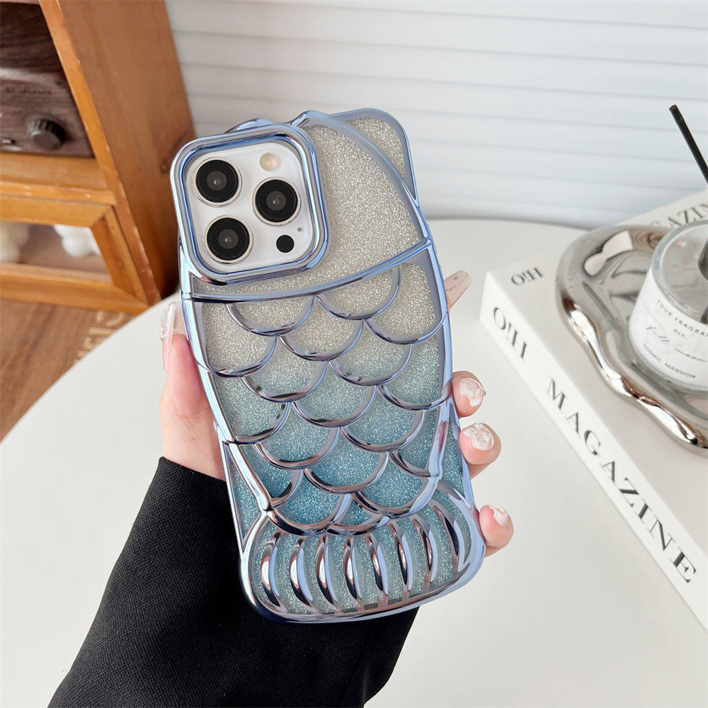 For iPhone 13 Pro Case Sparkly Soft TPU Fish Shape Electroplating Phone Cover