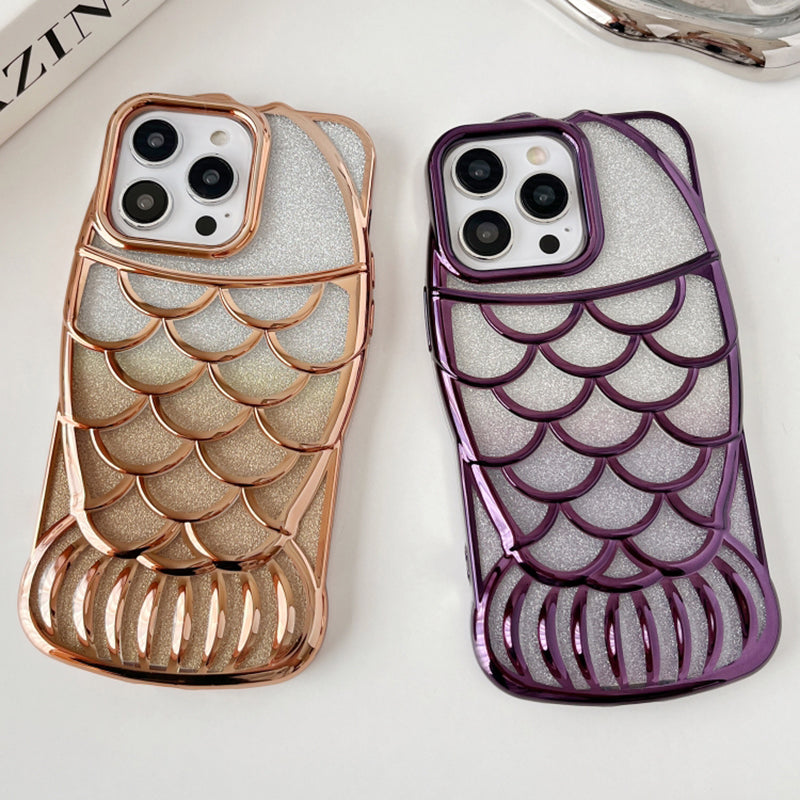 For iPhone 13 Pro Case Sparkly Soft TPU Fish Shape Electroplating Phone Cover