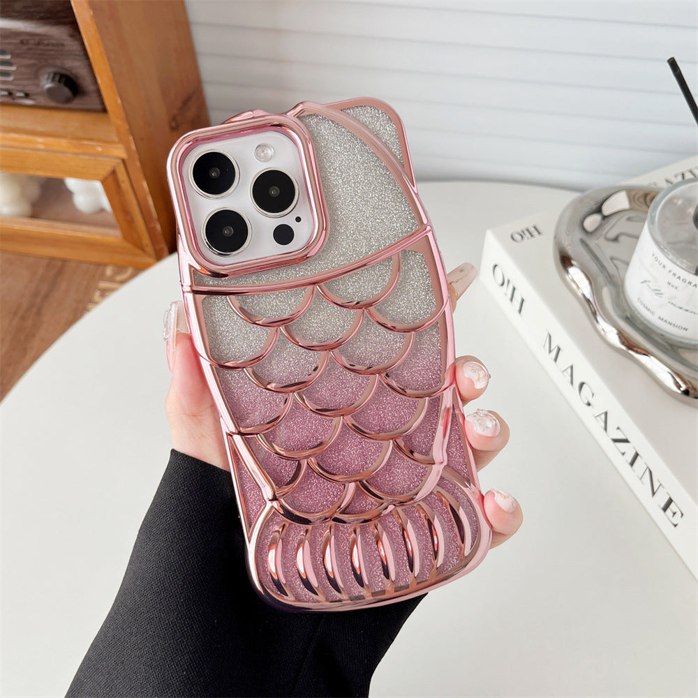 For iPhone 13 Pro Case Sparkly Soft TPU Fish Shape Electroplating Phone Cover
