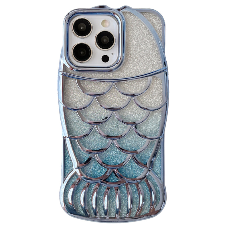 For iPhone 14 Pro Max Case Glitter Fish Shape TPU Electroplating Phone Cover
