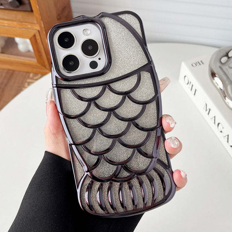 For iPhone 14 Pro Max Case Glitter Fish Shape TPU Electroplating Phone Cover