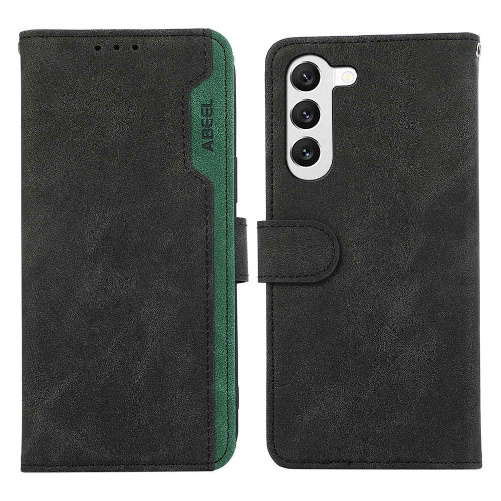 ABEEL For Samsung Galaxy S23+ Case Splicing Color Stand Wallet Flip Leather Phone Cover