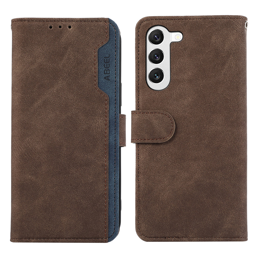 ABEEL For Samsung Galaxy S23+ Case Splicing Color Stand Wallet Flip Leather Phone Cover