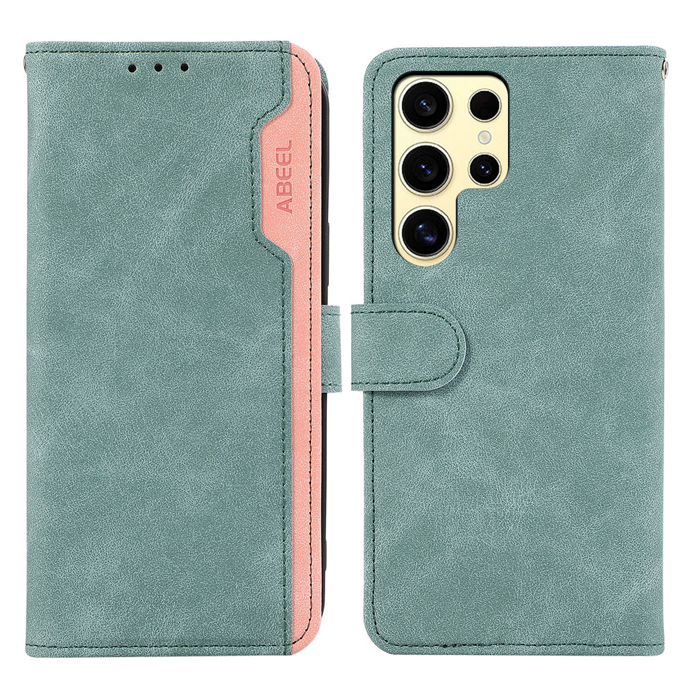 ABEEL For Samsung Galaxy S23 Ultra Case Color Matching RFID Blocking Wallet Leather Phone Cover
