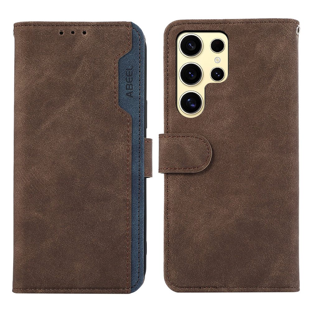 ABEEL For Samsung Galaxy S23 Ultra Case Color Matching RFID Blocking Wallet Leather Phone Cover