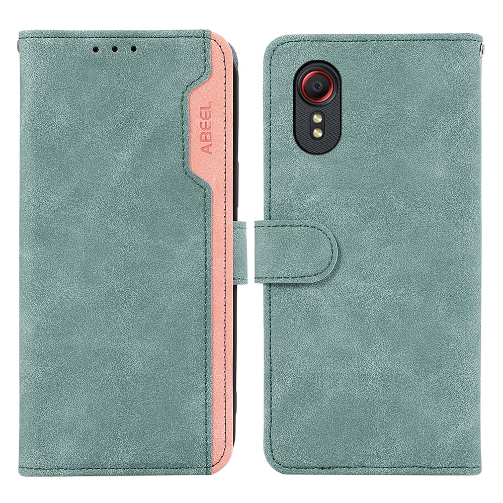 ABEEL For Samsung Galaxy Xcover7 Case Splicing Color Leather Cover RFID Blocking Wallet