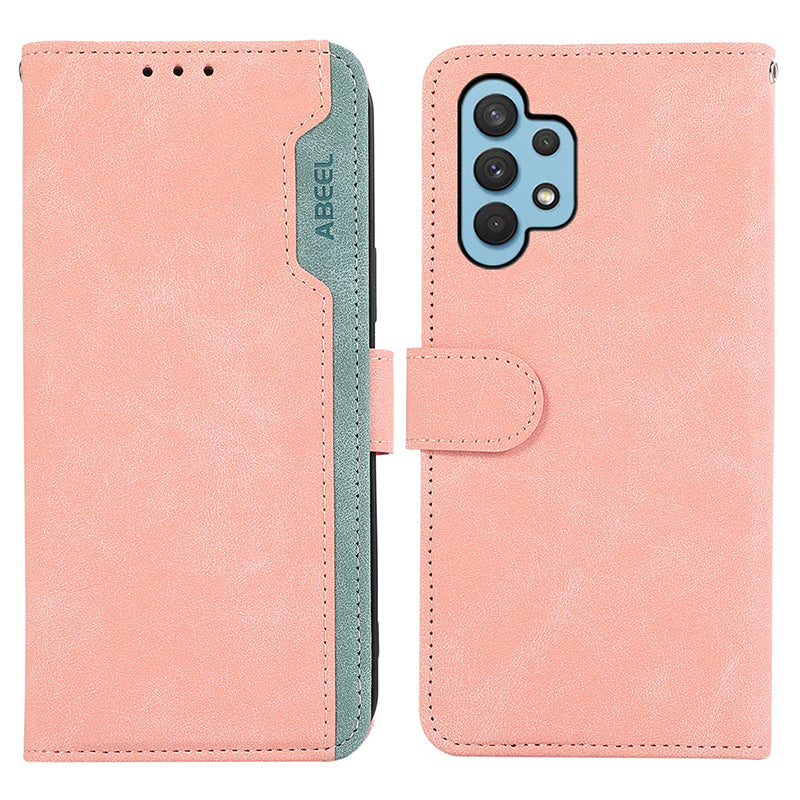 ABEEL For Samsung Galaxy A32 4G (EU Version) Wallet Phone Case PU Leather RFID Blocking Shockproof Phone Cover