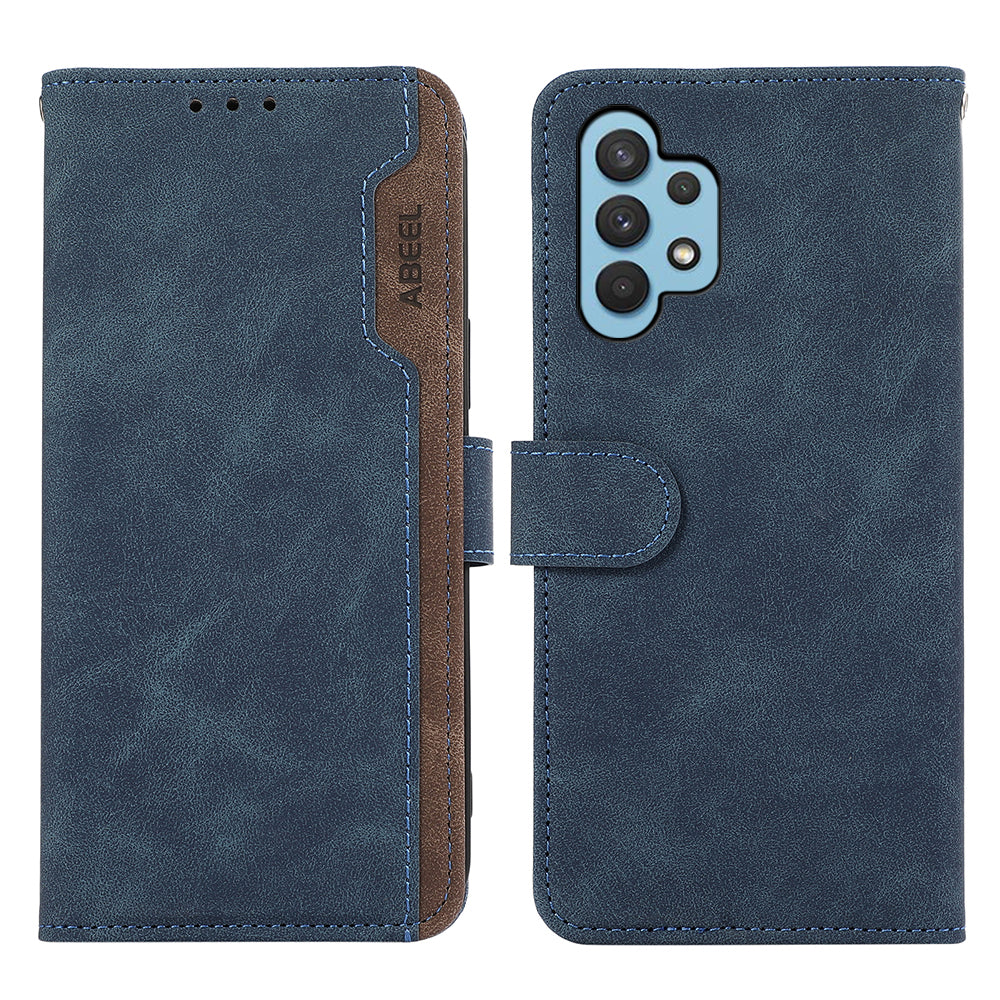 ABEEL For Samsung Galaxy A32 4G (EU Version) Wallet Phone Case PU Leather RFID Blocking Shockproof Phone Cover