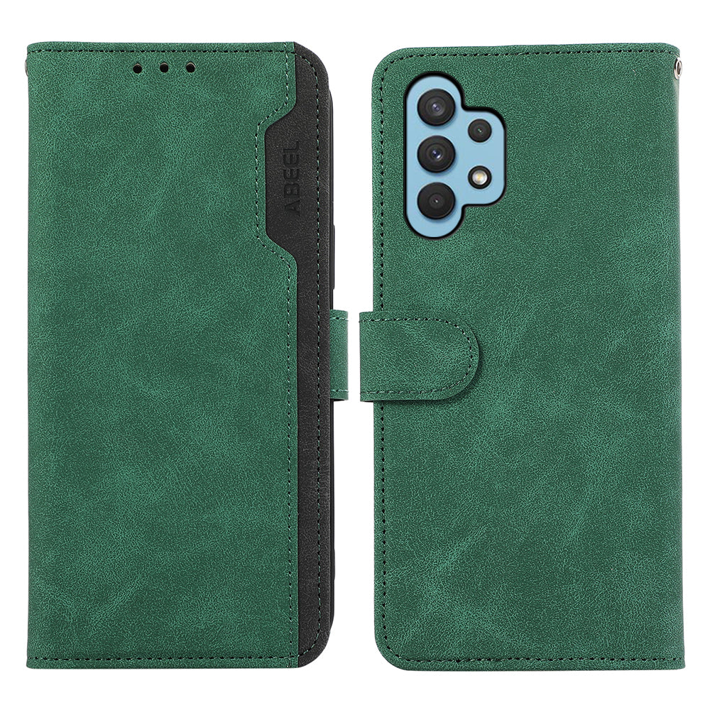 ABEEL For Samsung Galaxy A32 4G (EU Version) Wallet Phone Case PU Leather RFID Blocking Shockproof Phone Cover
