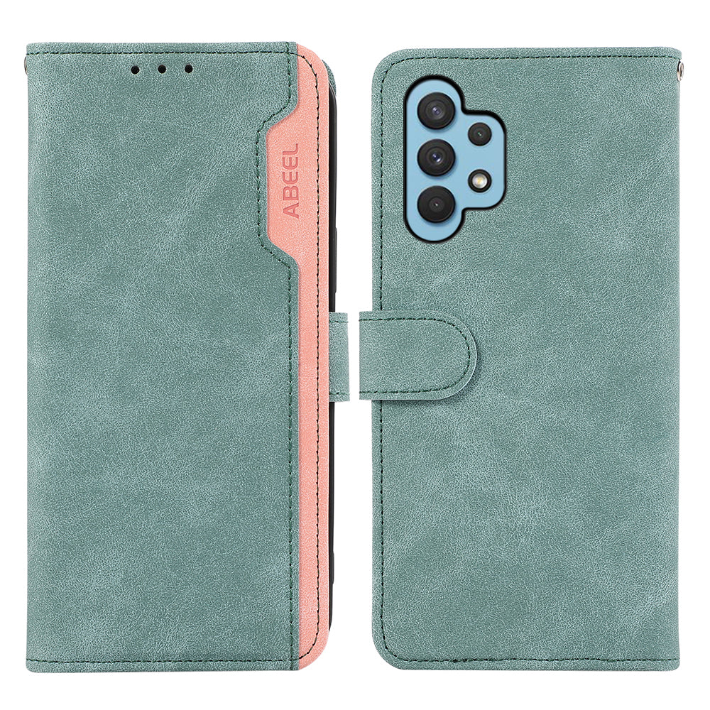 ABEEL For Samsung Galaxy A32 4G (EU Version) Wallet Phone Case PU Leather RFID Blocking Shockproof Phone Cover