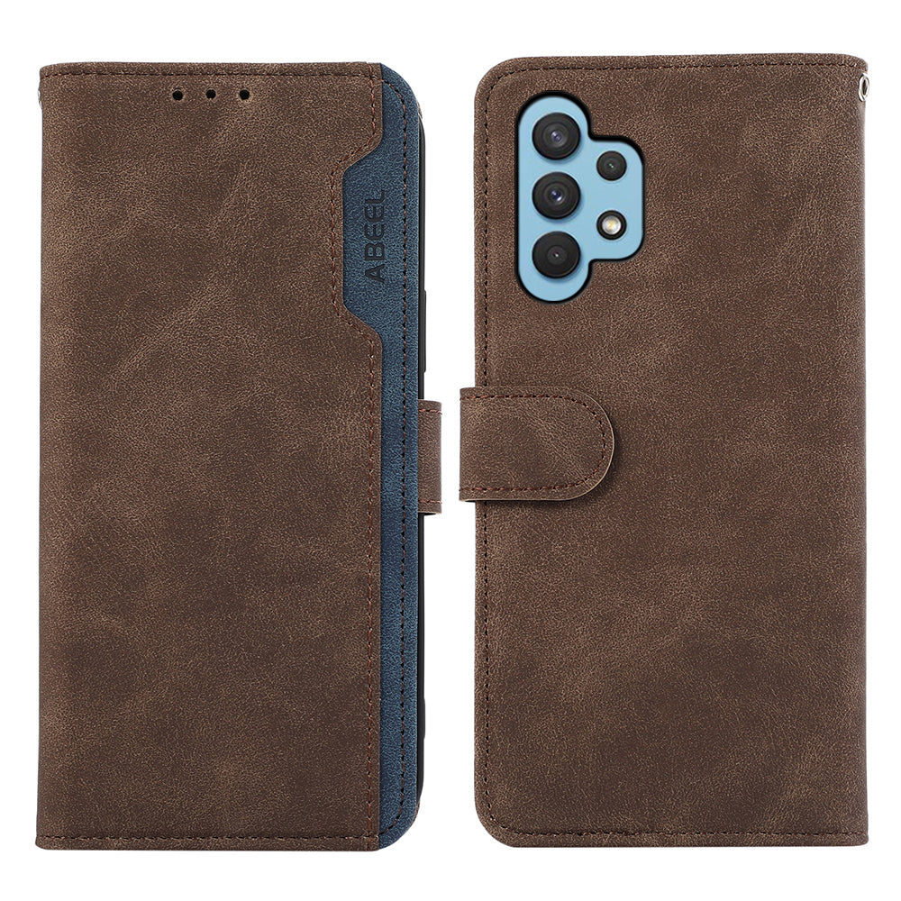 ABEEL For Samsung Galaxy A32 4G (EU Version) Wallet Phone Case PU Leather RFID Blocking Shockproof Phone Cover