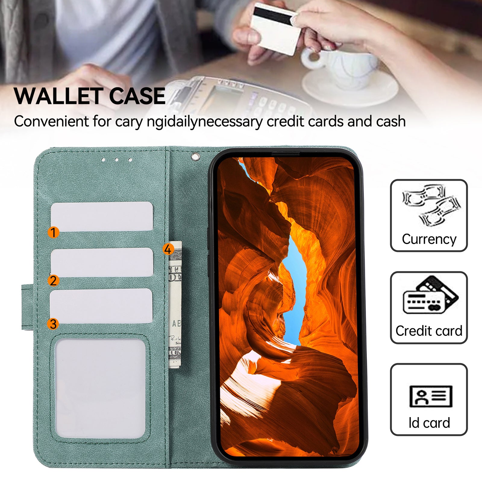 ABEEL For Samsung Galaxy A14 5G / 4G PU Leather Phone Cover RFID Blocking Stand Phone Protective Shell