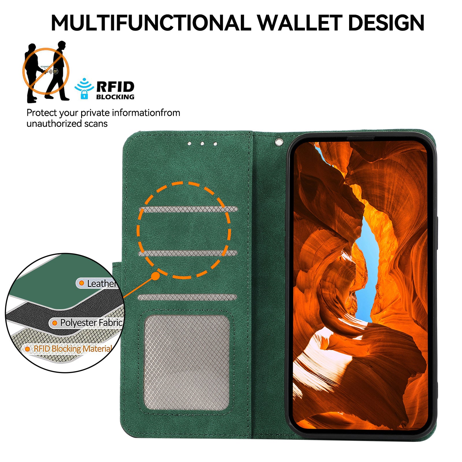 ABEEL For Samsung Galaxy A12 Drop Proof Cell Phone Case RFID Blocking Stand Cover