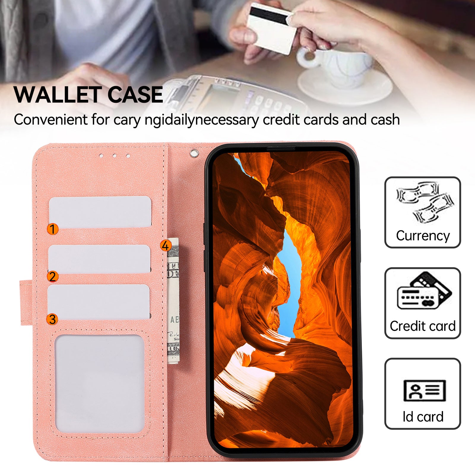 ABEEL For Samsung Galaxy A24 4G (162.1 x 77.6 x 8.3mm) Anti-scratch Phone Case PU Leather RFID Blocking Wallet Cover