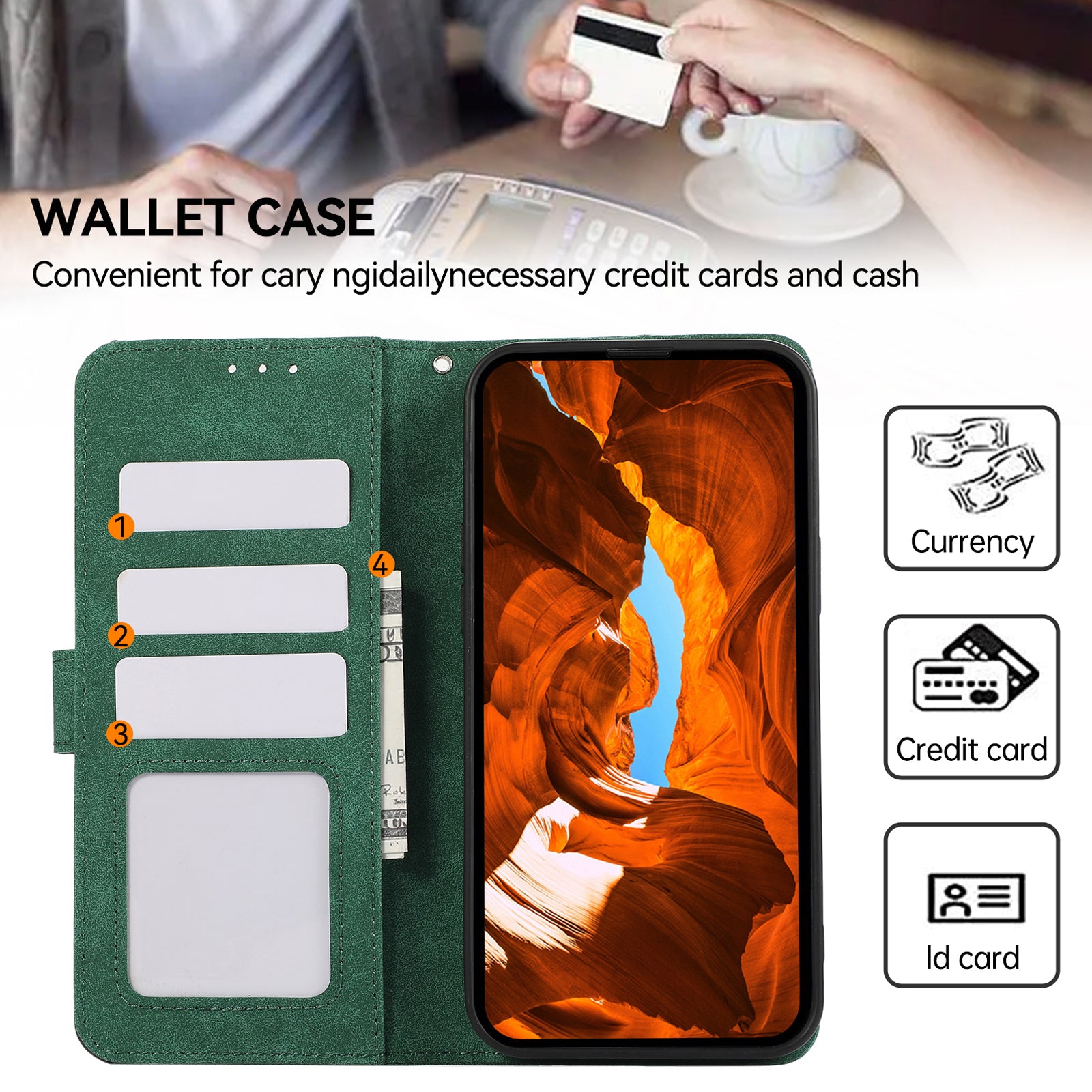 ABEEL For iPhone 14 Pro Max Cell Phone Cases RFID Blocking PU Leather Stand Cover