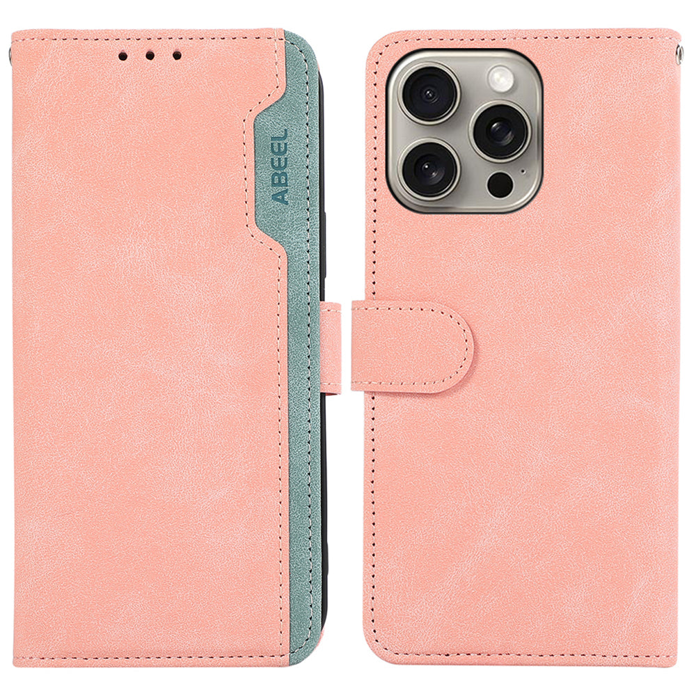 ABEEL For iPhone 14 Pro Max Cell Phone Cases RFID Blocking PU Leather Stand Cover