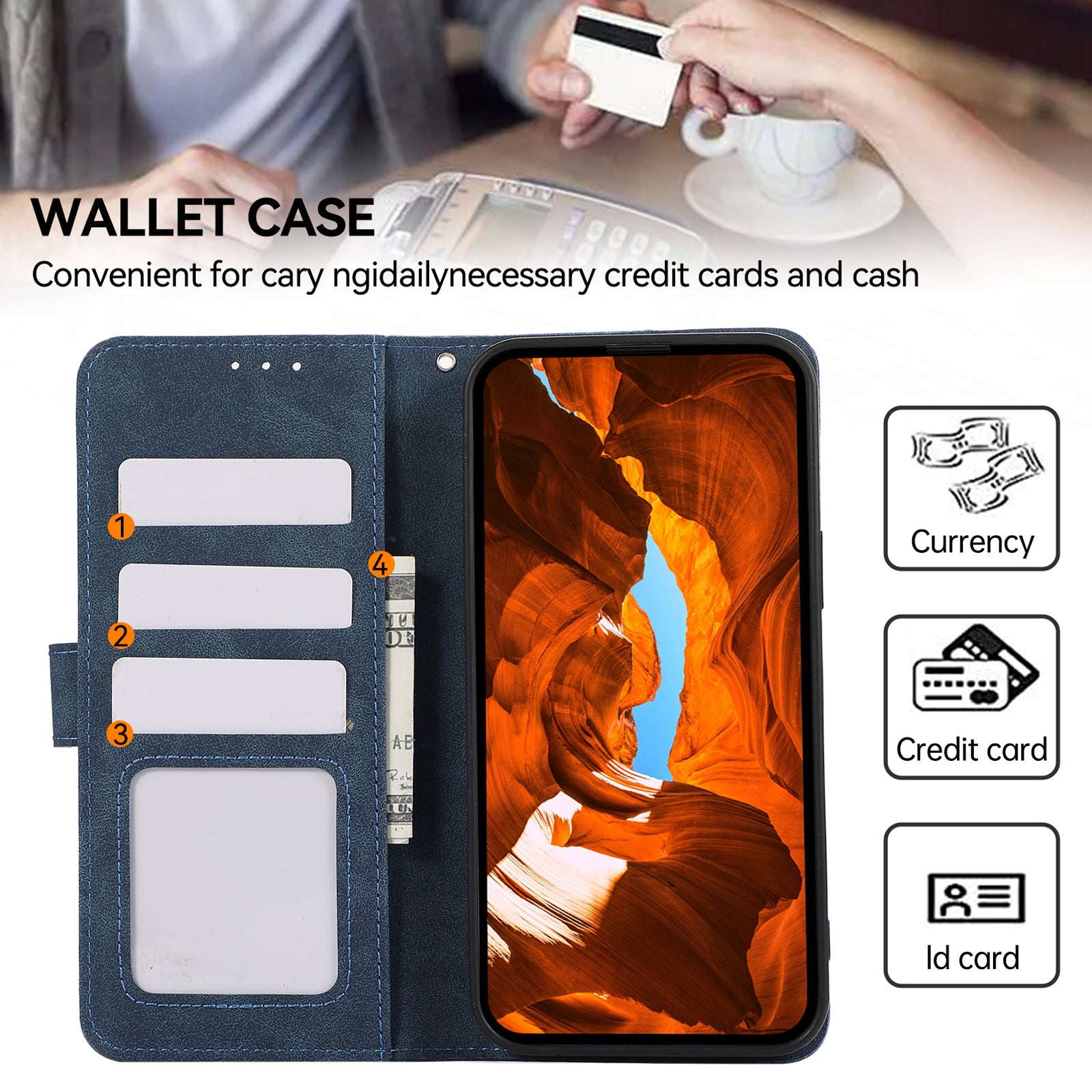 ABEEL For iPhone 13 6.1 inch Magnetic Phone Case PU Leather RFID Blocking Wallet Cover