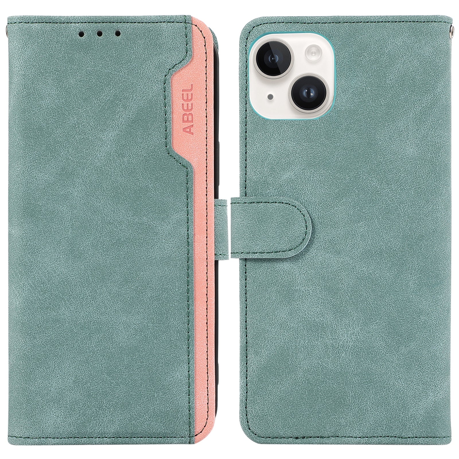 ABEEL For iPhone 13 6.1 inch Magnetic Phone Case PU Leather RFID Blocking Wallet Cover