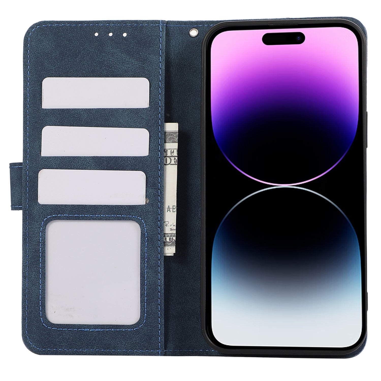 ABEEL For iPhone 14 Pro Leather Phone Case RFID Blocking Wallet Flip Phone Cover